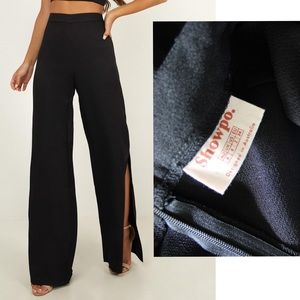 Showpo. Im The One Black Split Sides Wide Leg Pants 2 26